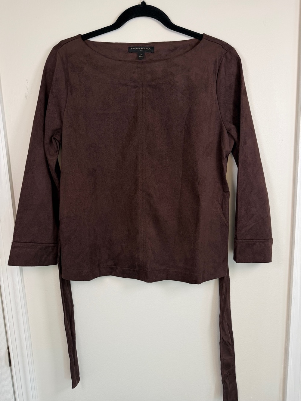 Gorgeous Banana Republic Brown Vegan Suede Tie Back Long Sleeve Top Size S